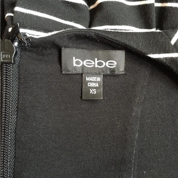 Bebe striped black Fit&flare mini dress size Xs - Picture 4 of 5